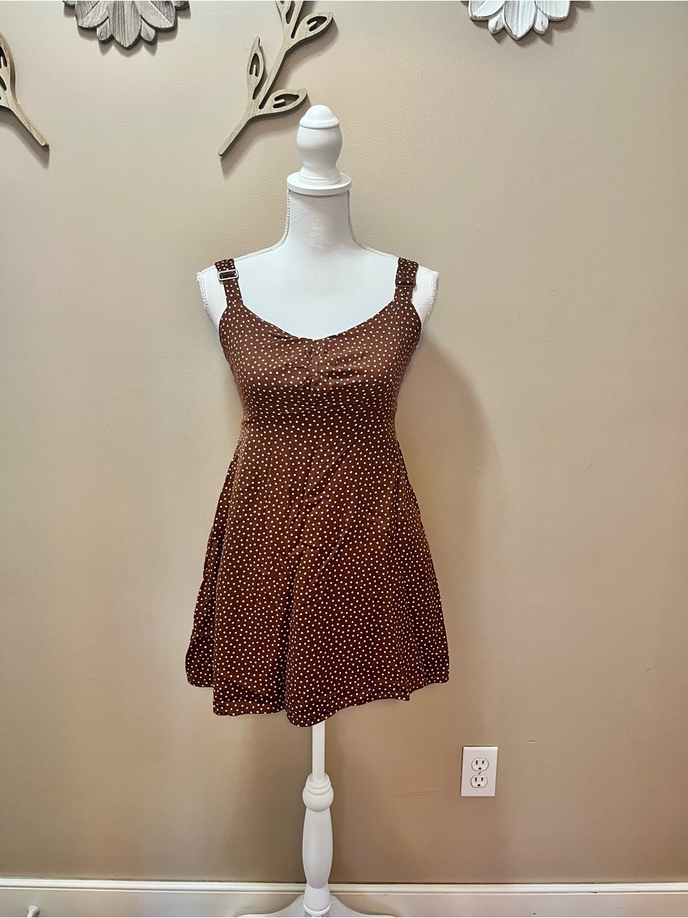 Old Navy Brown Polka Dot A Line Mini Dress Size XS